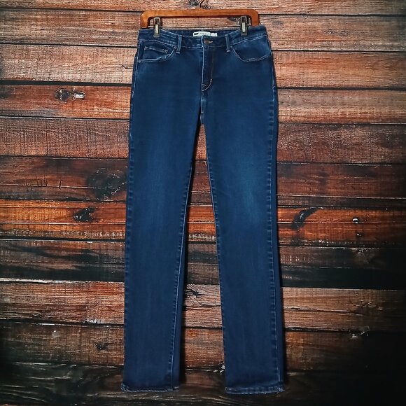 Levis Jeans Size 12 Long Mid Rise Skinny Dark Wash Denim Stretch - Picture 2 of 9